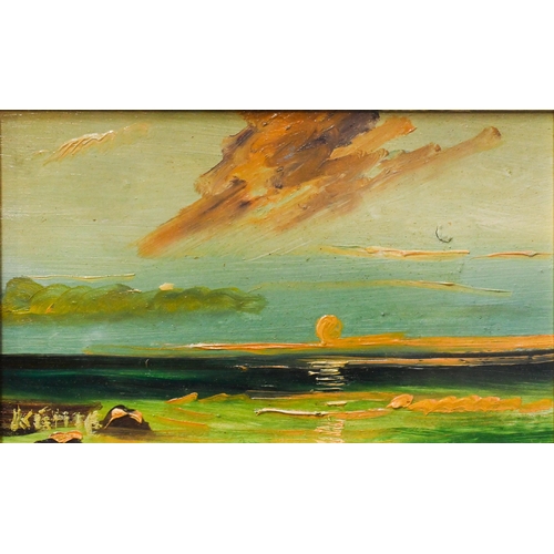 623 - John Kehoe (20th century) - Two Irish landscapes, one sunset over Gorey, the other Connemara, oil on... 