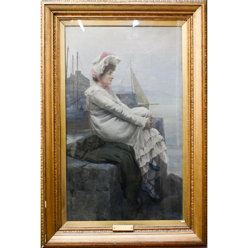 637 - Julius Mendes Price (1857-1924) - 'Lass that loves a sailor', oil on canvas, signed lower left and d... 