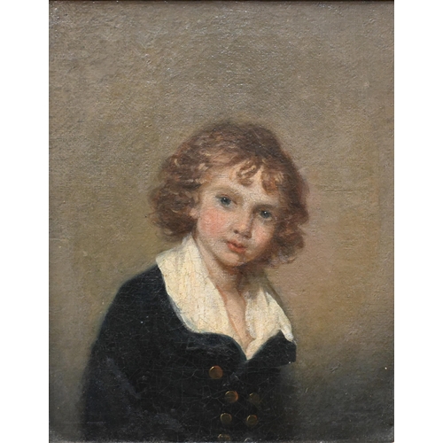 659 - J Russell RA (1745-1806) - A pair of portraits - young boy with brown jacket, and young boy with blu... 