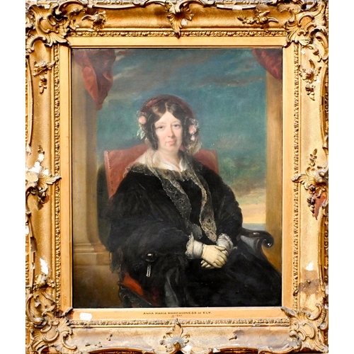 661 - 19th century English school - Portrait of Anna Maria Marchioness of Ely (died 1857), oil on canvas, ... 