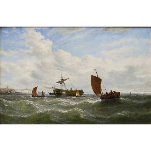 676 - W A Knell Snr (1805-1875) - 'A disabled ship being towed into the Downs, A distant view of Broadstai... 