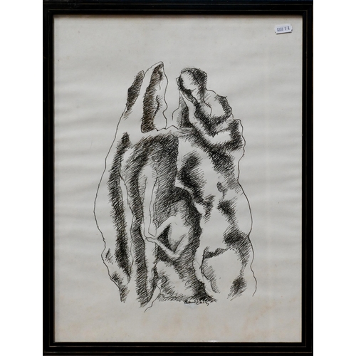 697 - Benno Schotz (1891-1984) - Figurative study, pen and ink, signed lower right, 45 x 34 cm