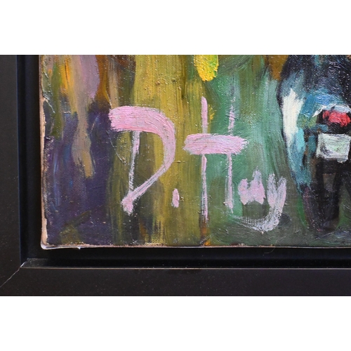 737 - Duong Huy - 'Cloth Market', oil on canvas, signed, 100 x 110 cm c/w Certificate of authenticity from... 