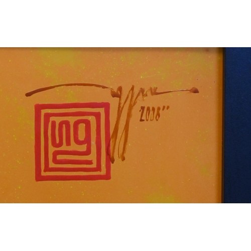 743 - Le Hoang Nguyen - On the Trip, lacquer on wood, signed, 100 x 100 cm c/w copy of Certificate of auth... 
