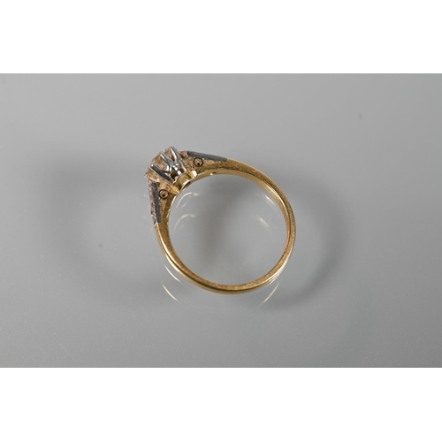 195 - A diamond ring, the central round brilliant cut diamond of approx 0.5 carats with millgrain diamond ... 