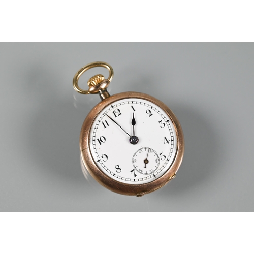 316 - A ladies 9ct gold small fob watch, the white enamelled dial with Arabic numerals and secondary secon... 