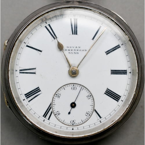 323 - Edward Beven, Birkenhead, a silver cased fusee pocket watch, the white enamel dial with Roman numera... 