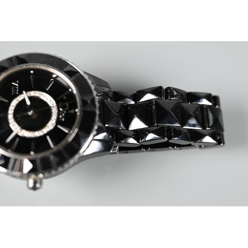 332 - A Christian Dior VIII (Vendome) ladies bracelet watch, the ceramic diamond set black dial, reference... 