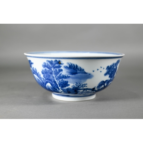 358 - A Chinese transitional style blue and white dragon charger in the mid 17th century manner, painted i... 