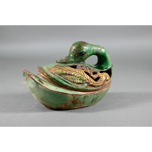 368 - A Chinese Song style stemmed fruit dish with olive green glaze and relief mythical beast decoration,... 