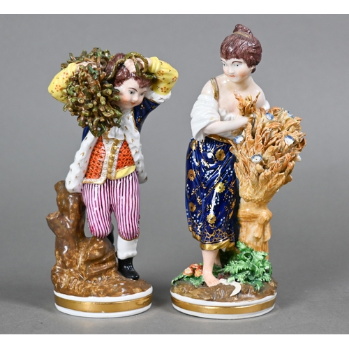 438 - Two Derby Bloor Period figures from the 'Four Seasons' series, depicting a girl with sheaf of corn a... 