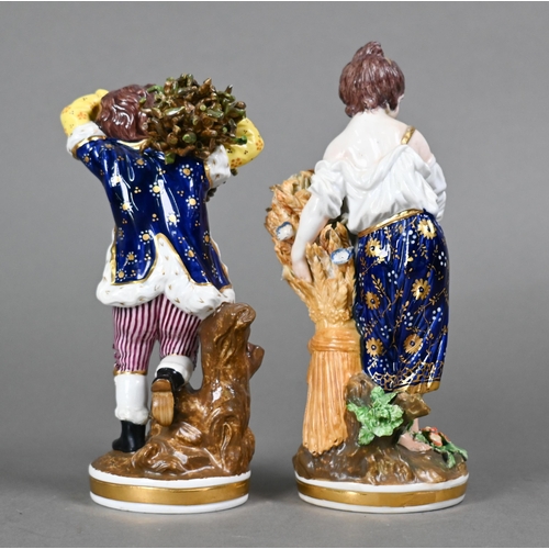 438 - Two Derby Bloor Period figures from the 'Four Seasons' series, depicting a girl with sheaf of corn a... 