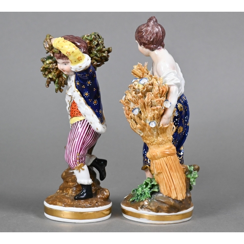 438 - Two Derby Bloor Period figures from the 'Four Seasons' series, depicting a girl with sheaf of corn a... 