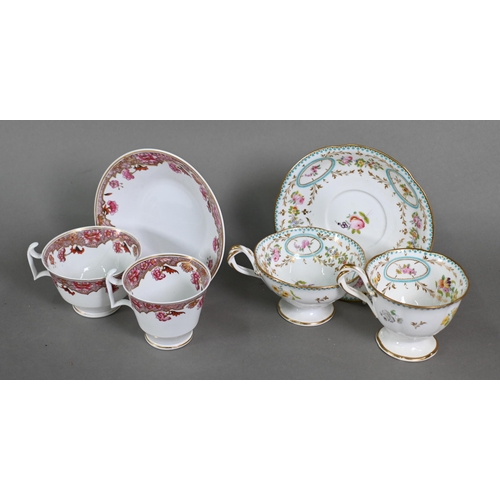 502 - A collection of Georgian and later tea wares including First Period Worcester trio and others includ... 