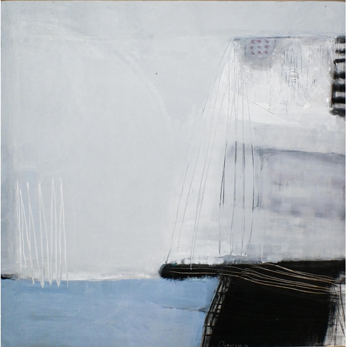 604 - Nathan Davies - Coastal abstract, oil on board, signed, 60 x 60 cm