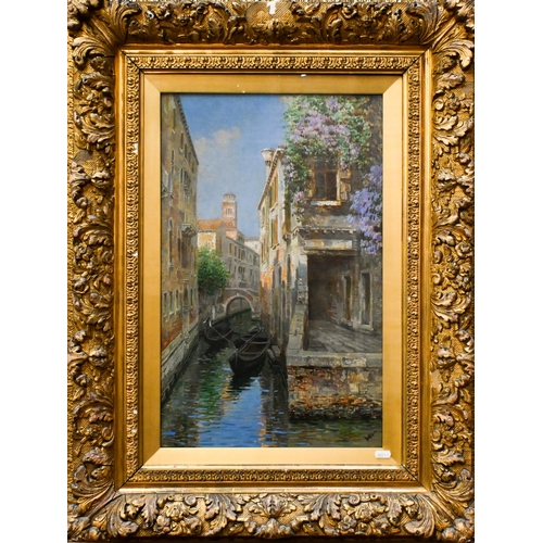 630 - Luigi Lanza (1860-1913) - A pair of Venetian views, oil on canvas, signed, 54 x 34 cm (2)