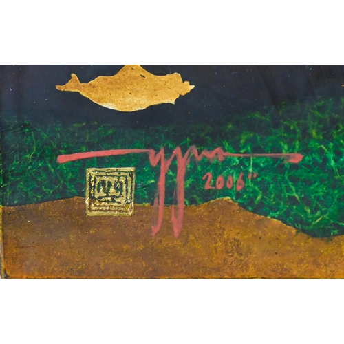 728 - Le Hoang Nguyen - 'Still life', lacquer on wood, signed, 2006, 60 x 60 cm c/w Certificate of Authent... 