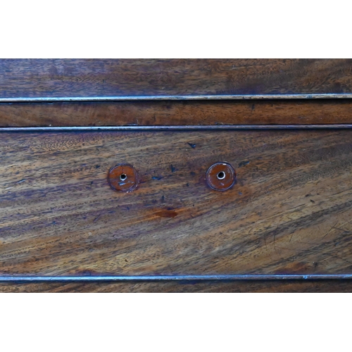 849 - A good Georgian figured mahogany country house chest of two short over five long graduated cock-bead... 