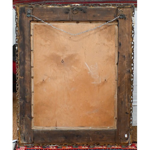 879 - An 18th century gesso, composite and giltwood picture frame, formed with birds and floral buds, with... 