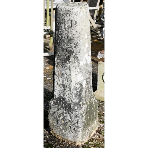 900 - A rare antique Cornish granite obelisk, probably a boundary marker stone, the weathered surface hatc... 