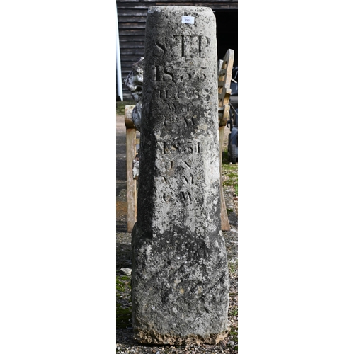 900 - A rare antique Cornish granite obelisk, probably a boundary marker stone, the weathered surface hatc... 