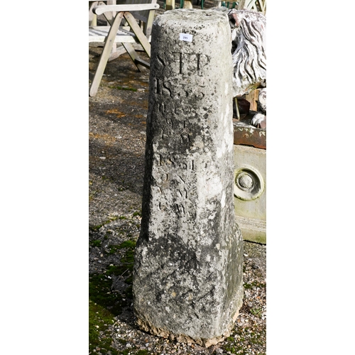 900 - A rare antique Cornish granite obelisk, probably a boundary marker stone, the weathered surface hatc... 