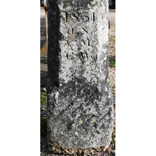 900 - A rare antique Cornish granite obelisk, probably a boundary marker stone, the weathered surface hatc... 