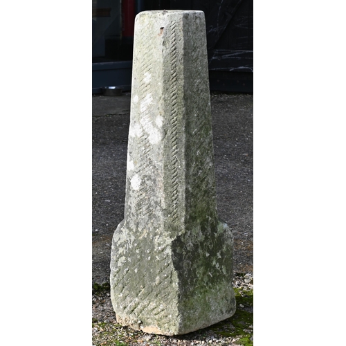 900 - A rare antique Cornish granite obelisk, probably a boundary marker stone, the weathered surface hatc... 