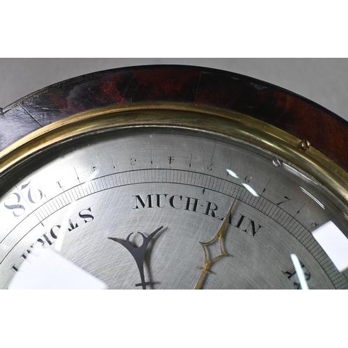 927 - Simpson, Southampton, a Victorian mahogany wheel barometer, with engraved silvered dial, thermometer... 