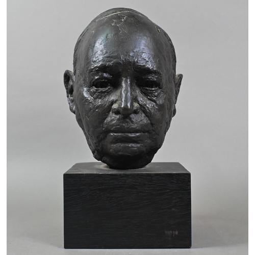 944 - J. Palmer (20th century) a brown bronze head of a distinguished gentleman, signed and bearing Merdia... 