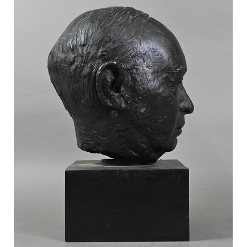 944 - J. Palmer (20th century) a brown bronze head of a distinguished gentleman, signed and bearing Merdia... 