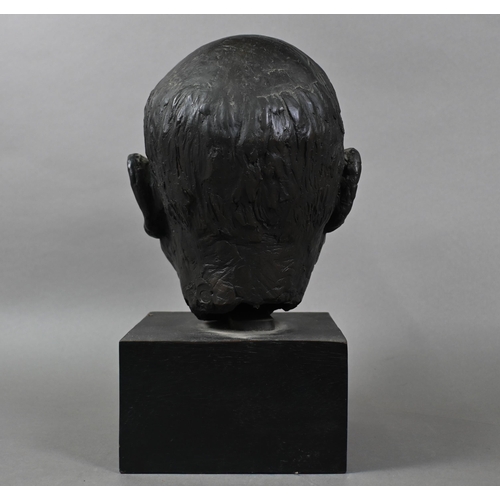 944 - J. Palmer (20th century) a brown bronze head of a distinguished gentleman, signed and bearing Merdia... 