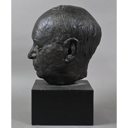 944 - J. Palmer (20th century) a brown bronze head of a distinguished gentleman, signed and bearing Merdia... 