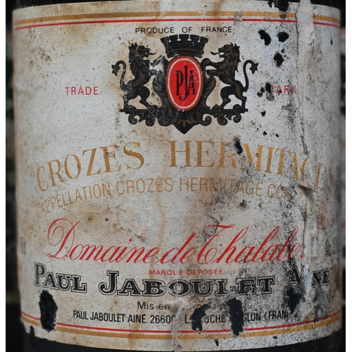 954 - Seven bottles of Paulk Jaboulet Croze-Hermitage Domaine de Thalabert 1995 red wine, stored on racks ... 