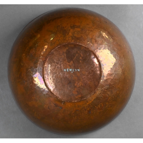 999 - A Newlyn hammered copper rose-bowl with pierced top, 20 cm diameter