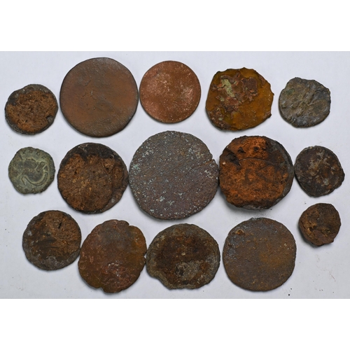 1019 - Various excavated coins and other artefacts including Roman issues, in various conditions