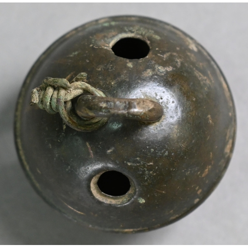 1054 - A Georgian bronze Crotal bell (or rumbler) engraved with RW initials - Robert Wells (Aldbourne, Wilt... 