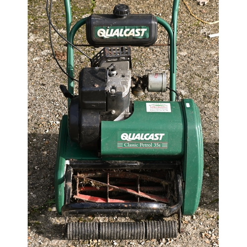 4 - A Qualcast 35s petrol cylinder lawn mower, with grass collecting box, a/f