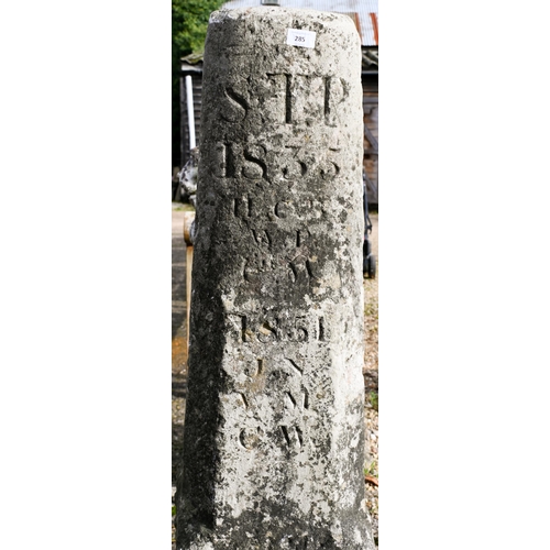 13 - A rare antique Cornish granite obelisk, probably a boundary marker stone, the weathered surface hatc... 