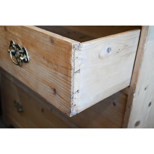 107 - An antique pine chest of three long drawers, 90 cm x 45 cm x 80 cm h