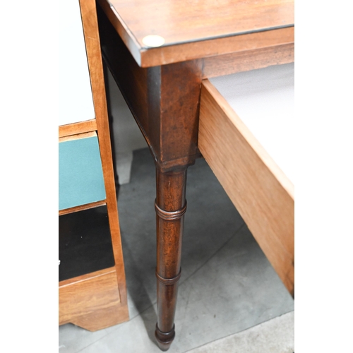 143 - A 19th century mahogany hall table with single frieze drawer and faux bamboo turned supports, 109 x ... 