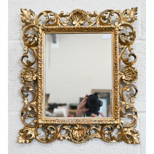 158 - A giltwood and gesso 'Florentine' wall mirror, 40 x 36 cm