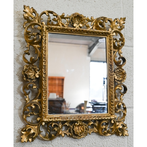 158 - A giltwood and gesso 'Florentine' wall mirror, 40 x 36 cm