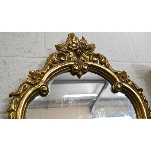 159 - A Rococo style gilt framed wall mirror, 85 x 52 cm