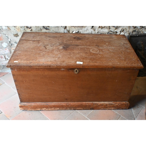 16 - An old pine trunk with brass fittings