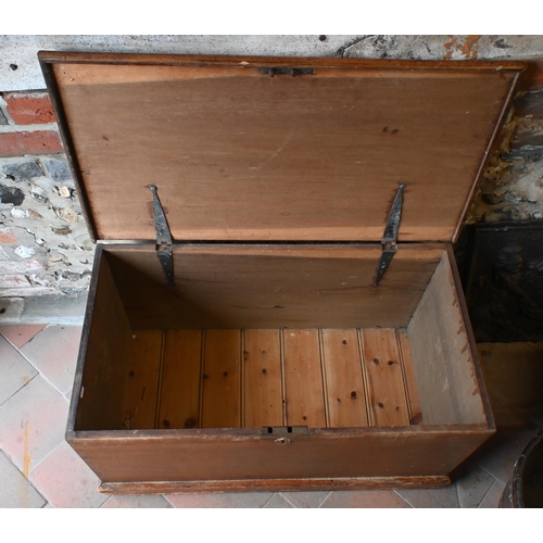 16 - An old pine trunk with brass fittings