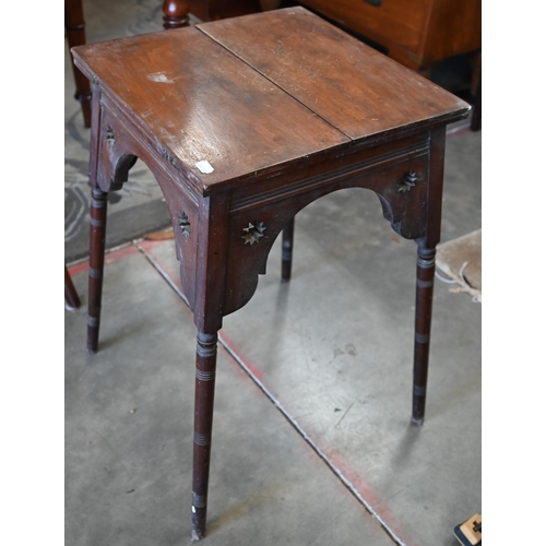 167 - A late 19th century Anglo-Indian carved hardwood table on pierced folding base, 45 x 45 x 50 cm high... 