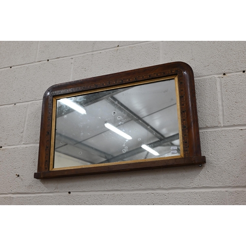 168 - Antique mirror in walnut parquetry frame (a/f) 72 x 42 cm