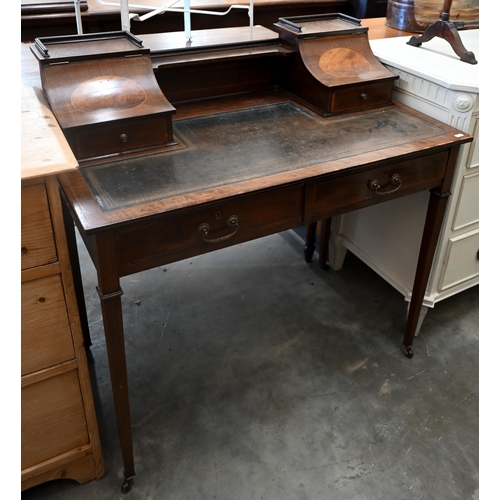 172 - An Edwardian Carlton house style mahogany desk with tooled leather top and two frieze drawers, squar... 