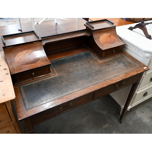 172 - An Edwardian Carlton house style mahogany desk with tooled leather top and two frieze drawers, squar... 